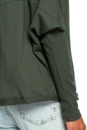 Bluza damska dresowa oversize z dekoltem V z tyłu zielona B094
