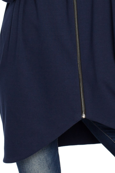 Długa bluza damska oversize rozpinana z kapturem granatowa B054 Długa bluza damska oversize rozpinana z kapturem granatowa B054