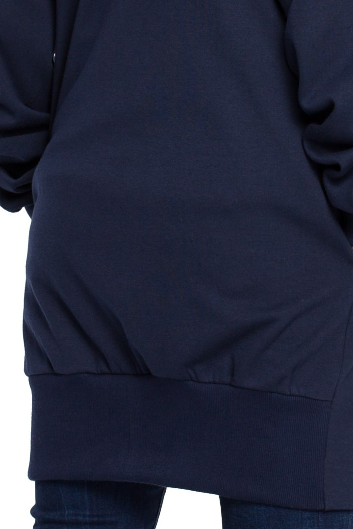 Długa bluza damska oversize rozpinana z kapturem granatowa B054 Długa bluza damska oversize rozpinana z kapturem granatowa B054