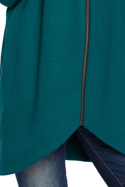 Długa bluza damska oversize rozpinana z kapturem zielona B054 Długa bluza damska oversize rozpinana z kapturem zielona B054
