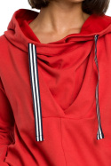 Bluza damska z kapturem i zakładką czerwona B088