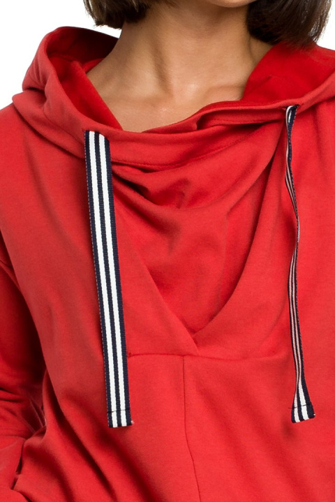 Bluza damska z kapturem i zakładką czerwona B088 Bluza damska z kapturem i zakładką czerwona B088