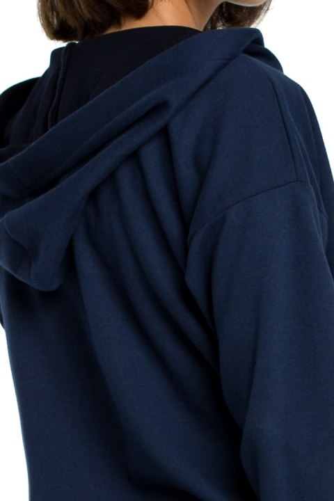 Bluza damska z kapturem i zakładką granatowa B088 Bluza damska z kapturem i zakładką granatowa B088