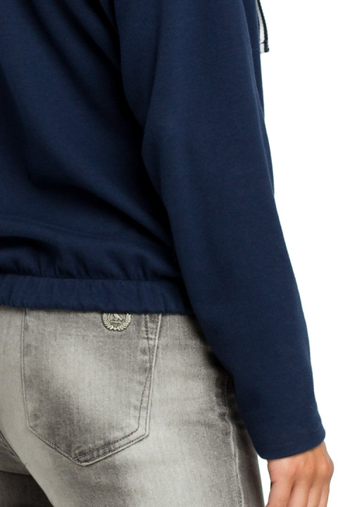 Bluza damska z kapturem i zakładką granatowa B088 Bluza damska z kapturem i zakładką granatowa B088