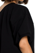 Bluza damska luźna oversize krótki kimonowy rękaw czarna B079