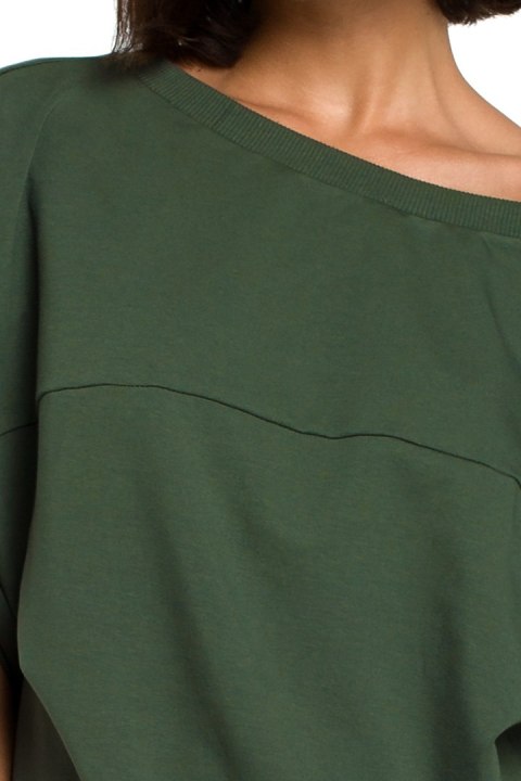 Bluza damska luźna oversize krótki kimonowy rękaw zielona B079 Bluza damska luźna oversize krótki kimonowy rękaw zielona B079