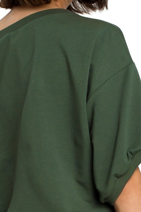 Bluza damska luźna oversize krótki kimonowy rękaw zielona B079 Bluza damska luźna oversize krótki kimonowy rękaw zielona B079