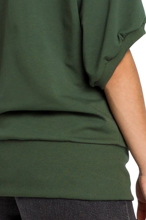 Bluza damska luźna oversize krótki kimonowy rękaw zielona B079 Bluza damska luźna oversize krótki kimonowy rękaw zielona B079