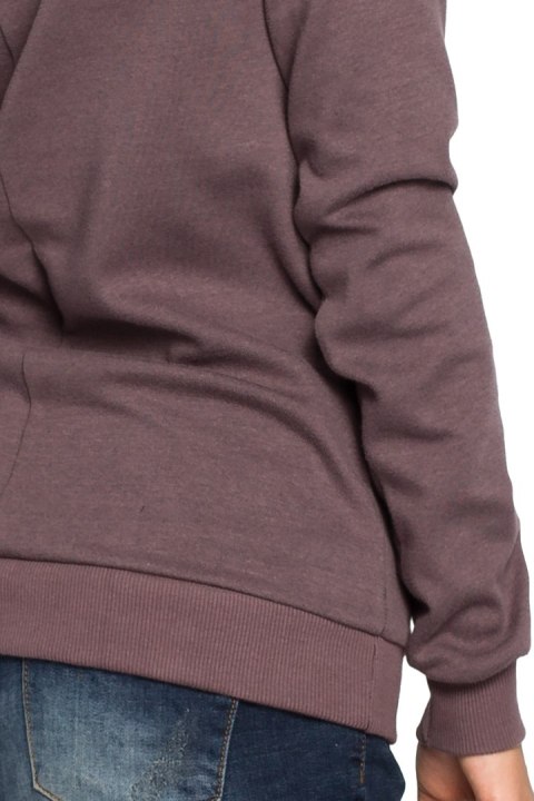 Bluza damska sportowa z wiskozą kołnierzem i kieszeniami brązowa B055 Bluza damska sportowa z wiskozą kołnierzem i kieszeniami brązowa B055