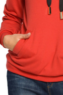 Bluza damska sportowa z wiskozą kołnierzem i kieszeniami czerwona B055