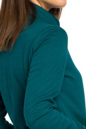 Bluza damska sportowa z wiskozą kołnierzem i kieszeniami zielona B055