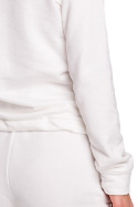 Bluza damska dresowa z wiązaniem i szerokim dekoltem ecru B108