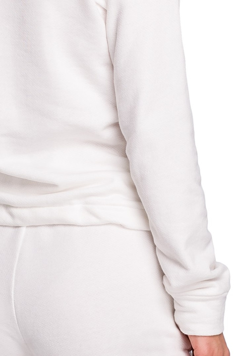 Bluza damska dresowa z wiązaniem i szerokim dekoltem ecru B108 Bluza damska dresowa z wiązaniem i szerokim dekoltem ecru B108