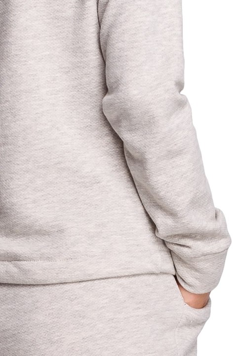 Bluza damska dresowa z wiązaniem i szerokim dekoltem popielata B108 Bluza damska dresowa z wiązaniem i szerokim dekoltem popielata B108