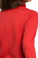Bluza damska z wysokim kołnierzem i wiązaniem na dole czerwona B085