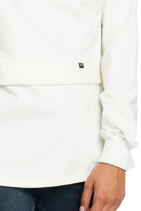 Bluza damska dresowa z wysokim kołnierzem we wzór ecru B084 Bluza damska dresowa z wysokim kołnierzem we wzór ecru B084