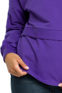 Bluza damska dresowa z wysokim kołnierzem we wzór fioletowa B084