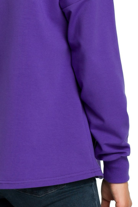 Bluza damska dresowa z wysokim kołnierzem we wzór fioletowa B084 Bluza damska dresowa z wysokim kołnierzem we wzór fioletowa B084