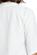 Bluzka damska z krótkim rękawem 3/4 i dekoltem V gładka XL biała B090