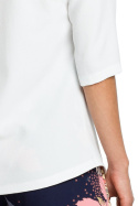 Bluzka damska z krótkim rękawem 3/4 i dekoltem V gładka XL biała B090
