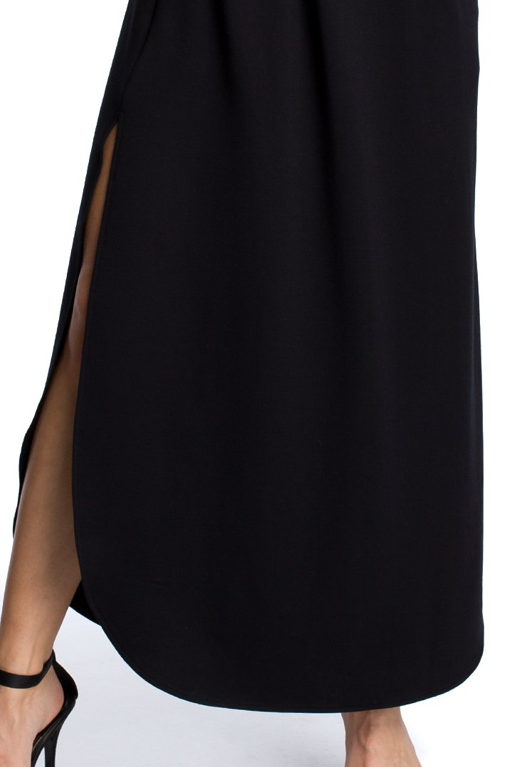 Zwiewna sukienka letnia maxi z rozcięciami po bokach czarna B065