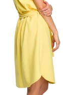 Sukienka koszulowa midi szmizjerka z paskiem żółta B111