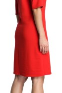 Sukienka odcinana w talii z klamrą czerwona b066