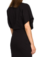 Sukienka ołówkowa midi dresowa z luźną górą i paskiem czarna B058