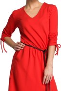 Sukienka z podciąganymi rękawami czerwona b068