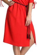 Sukienka z podciąganymi rękawami czerwona b068