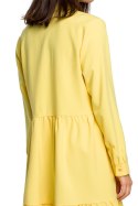 Sukienka midi z trzech falban odcinana w talii żółta B110