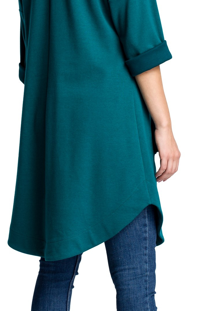 Sukienka trapezowa dresowa midi z wiskozą rękaw 3/4 zielona B064