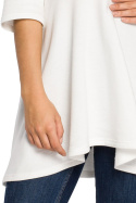 Tunika mini asymetryczna z krótkim rękawem ecru B057