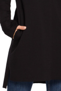 Prosta tunika dresowa mini oversize z długim rękawem czarna B059