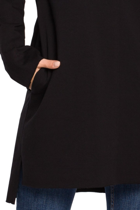 Prosta tunika dresowa mini oversize z długim rękawem czarna B059 Prosta tunika dresowa mini oversize z długim rękawem czarna B059