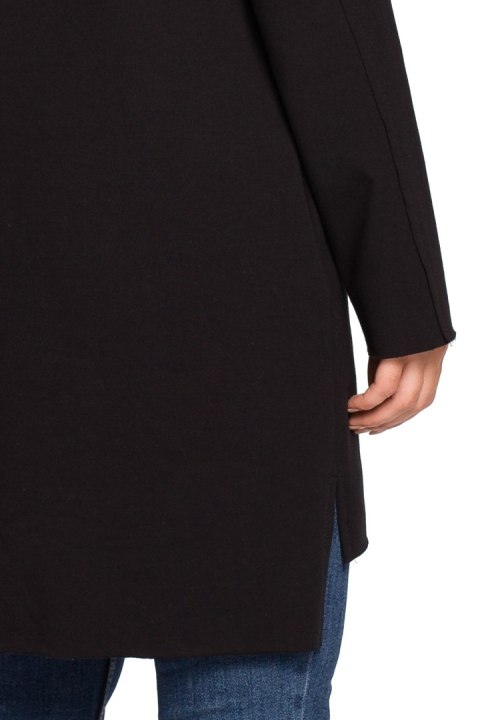 Prosta tunika dresowa mini oversize z długim rękawem czarna B059 Prosta tunika dresowa mini oversize z długim rękawem czarna B059
