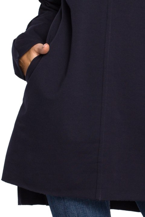 Prosta tunika dresowa mini oversize z długim rękawem granatowa B059 Prosta tunika dresowa mini oversize z długim rękawem granatowa B059