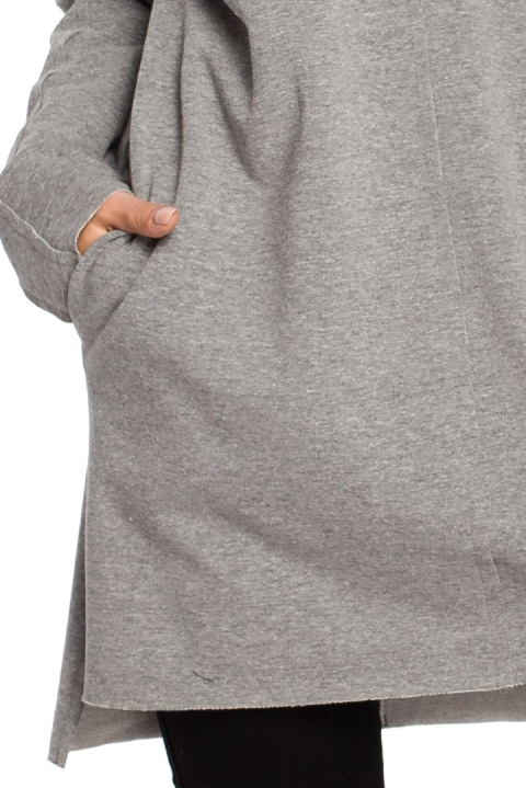 Prosta tunika dresowa mini oversize z długim rękawem szara B059 Prosta tunika dresowa mini oversize z długim rękawem szara B059