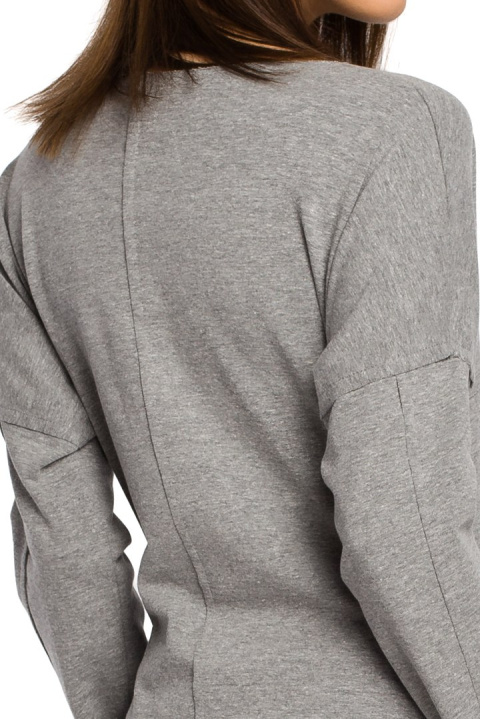Prosta tunika dresowa mini oversize z długim rękawem szara B059 Prosta tunika dresowa mini oversize z długim rękawem szara B059