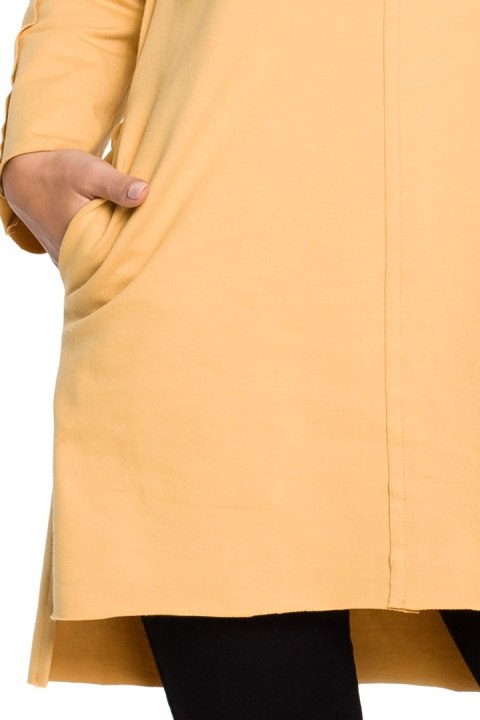 Prosta tunika dresowa mini oversize z długim rękawem żółta B059 Prosta tunika dresowa mini oversize z długim rękawem żółta B059