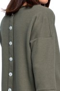 Tunika mini z guzikami z tyłu khaki B106