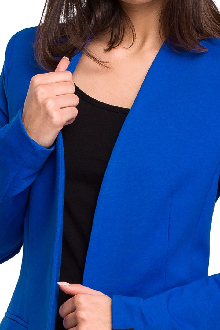 Żakiet damski Plus Size dzianinowy bez zapięcia chabrowy B103 Żakiet damski Plus Size dzianinowy bez zapięcia chabrowy B103