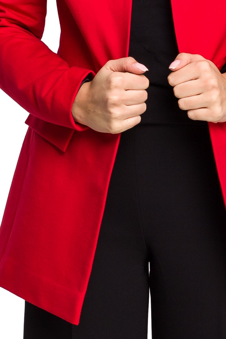 Żakiet damski Plus Size dzianinowy bez zapięcia czerwony B103 Żakiet damski Plus Size dzianinowy bez zapięcia czerwony B103