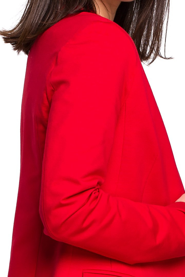 Żakiet damski Plus Size dzianinowy bez zapięcia czerwony B103 Żakiet damski Plus Size dzianinowy bez zapięcia czerwony B103