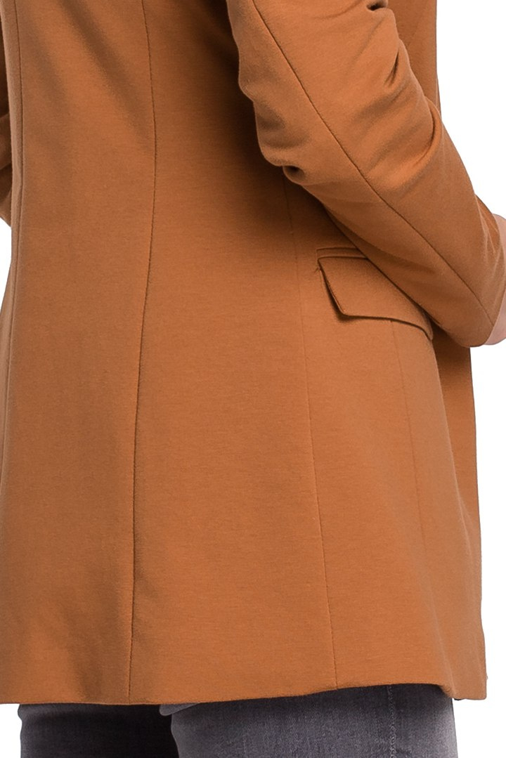 Żakiet damski Plus Size dzianinowy bez zapięcia karmelowy B103 Żakiet damski Plus Size dzianinowy bez zapięcia karmelowy B103