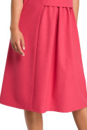 Zwiewna sukienka letnia midi rozkloszowana bez rękawów różowa B080