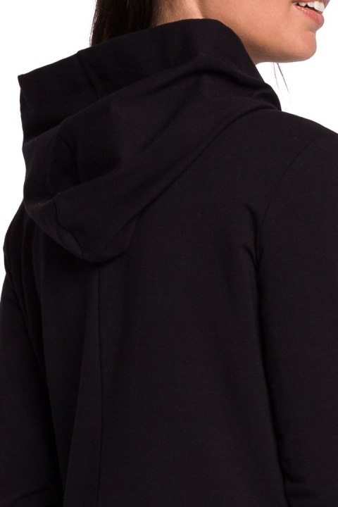 Bluza damska dresowa z kapturem z troczkami dzianina czarna B123 Bluza damska dresowa z kapturem z troczkami dzianina czarna B123