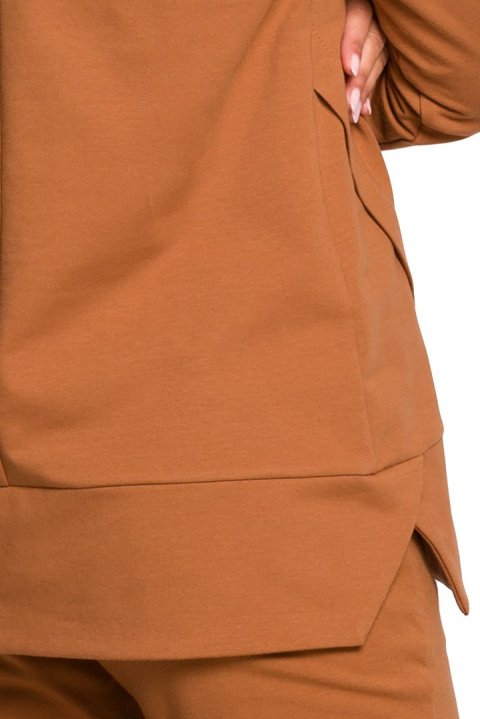 Bluza damska dresowa z kapturem z troczkami dzianina karmelowa B123 Bluza damska dresowa z kapturem z troczkami dzianina karmelowa B123