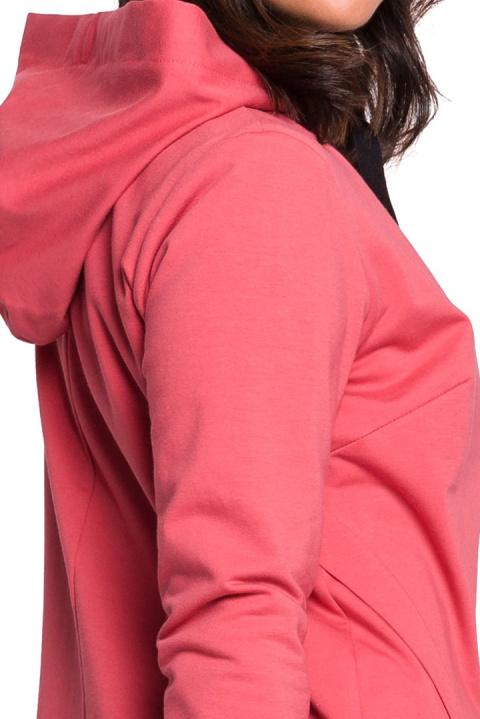 Bluza damska dresowa z kapturem z troczkami dzianina koralowa B123 Bluza damska dresowa z kapturem z troczkami dzianina koralowa B123