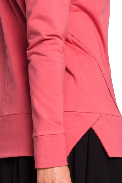 Bluza damska dresowa z kapturem z troczkami dzianina koralowa B123 Bluza damska dresowa z kapturem z troczkami dzianina koralowa B123